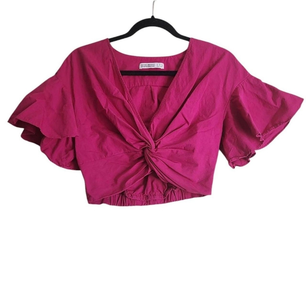 Zara Pink Ruffle Crop Top